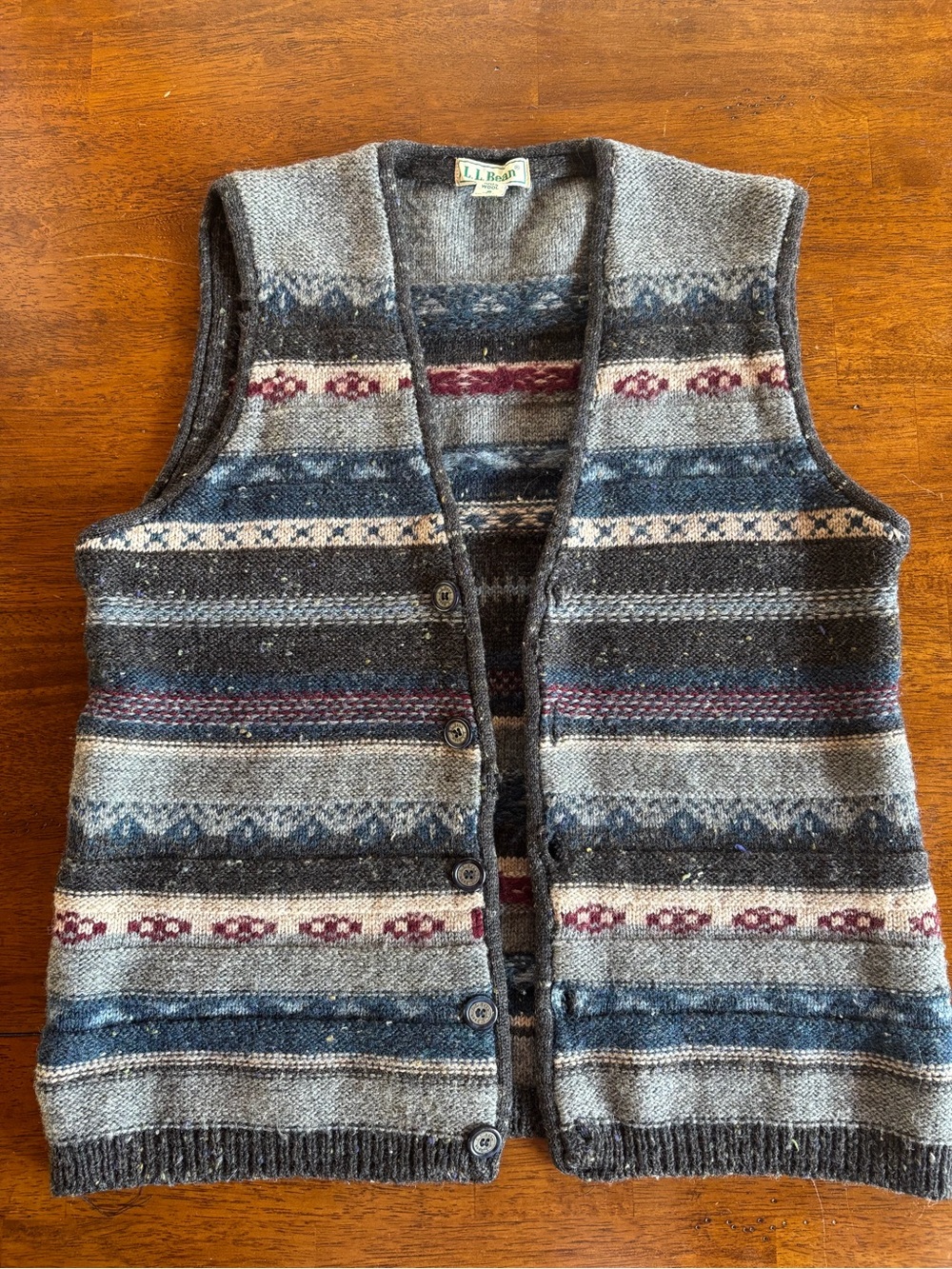 L.L.Bean Vintage Button-front Wool Knit Vest